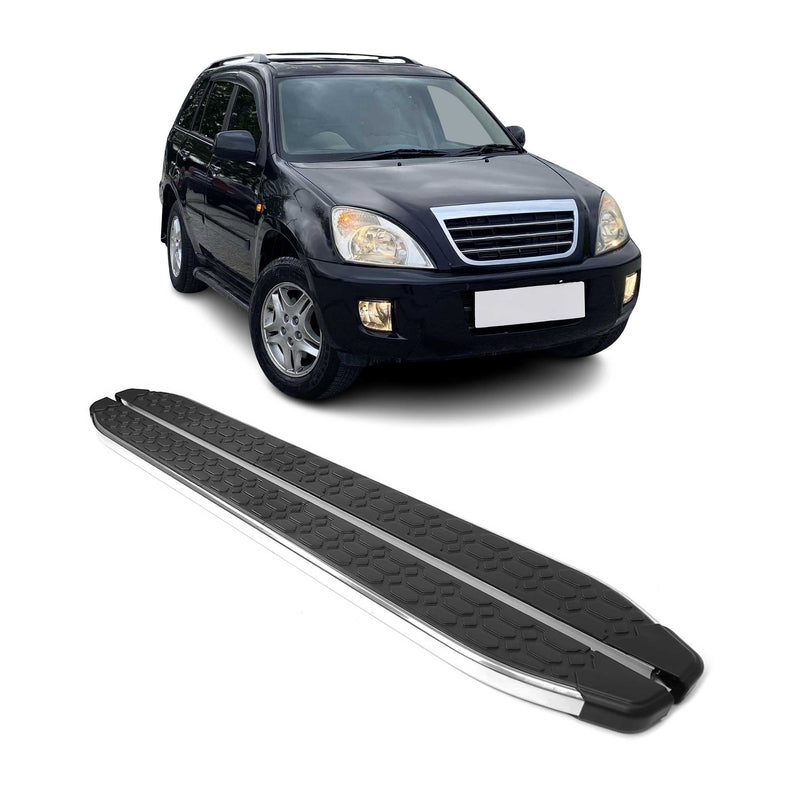 Marchepieds Latéraux pour Chery Tiggo 2005-2014 inox Brillant Argent Noir 2Pcs
