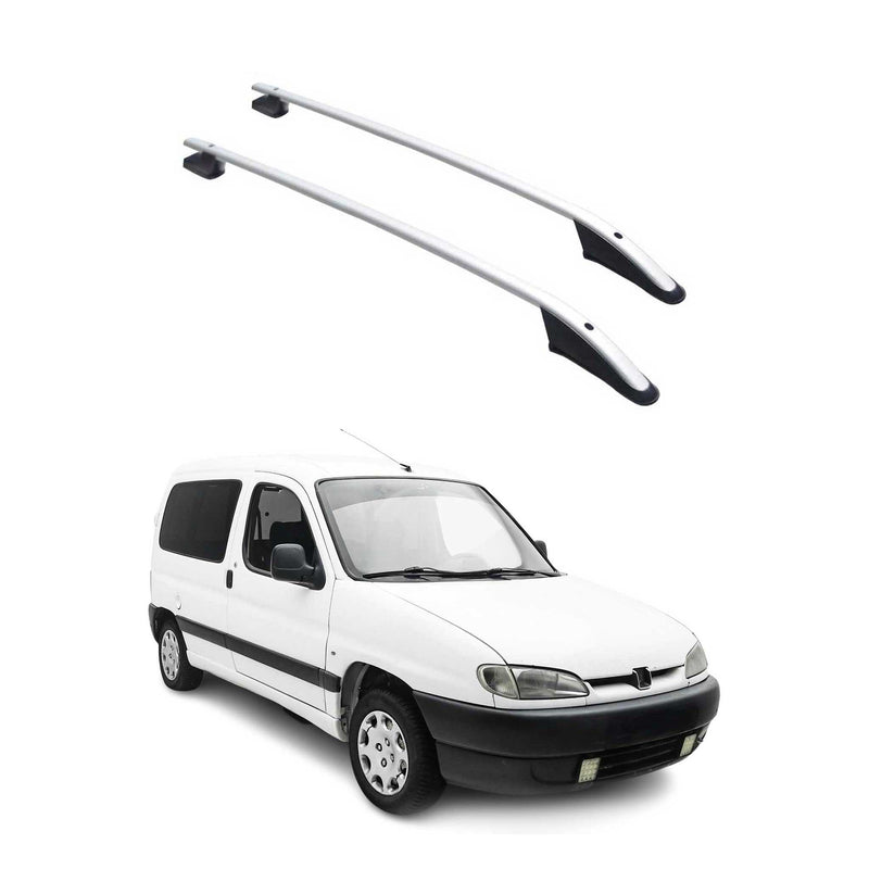 Barres de toit longitudinales pour Peugeot Partner 1996-2008 Aluminium Gris