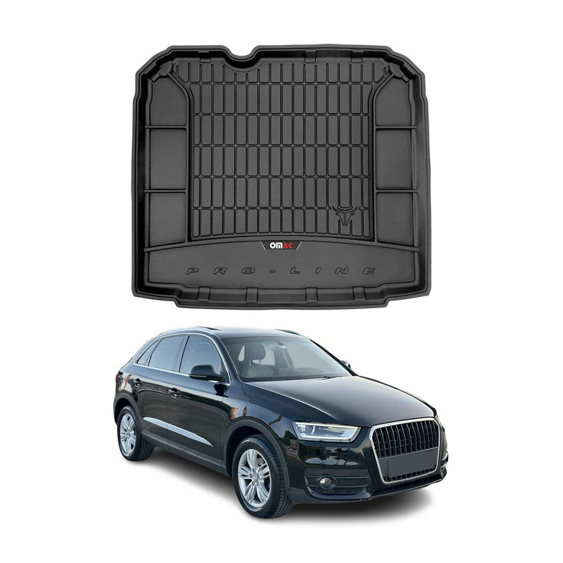 OMAC Tapis de coffre caoutchouc pour Audi Q3 8U 2011-2018 Noir Premium