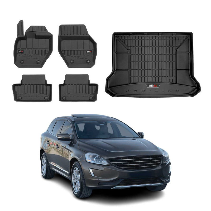 Kit Tapis de Sol et Coffre pour Volvo XC60 2008-2017 TPE Noir