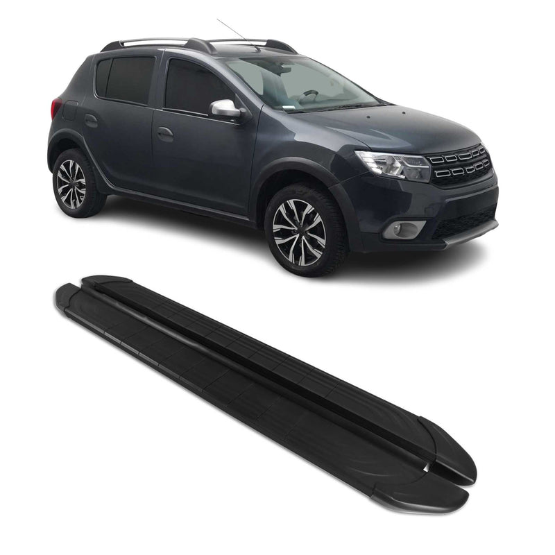Marchepieds Latéraux pédale pour Dacia Sandero Stepway 2007-2012 2Pcs Alu Noir