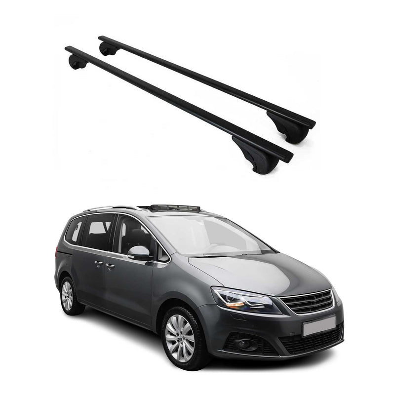 Barres de toit Transversales pour Seat Alhambra 2010-2021 Fer Noir