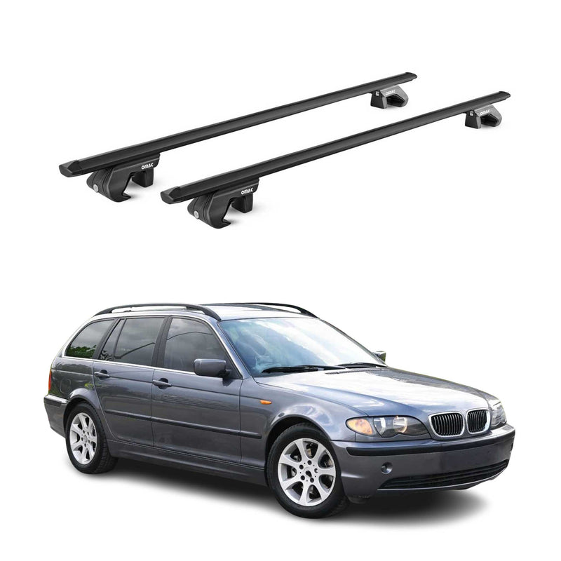 Barres de toit transversales pour BMW Serie 3 Break E46 1999-05 5 P Noir ABE