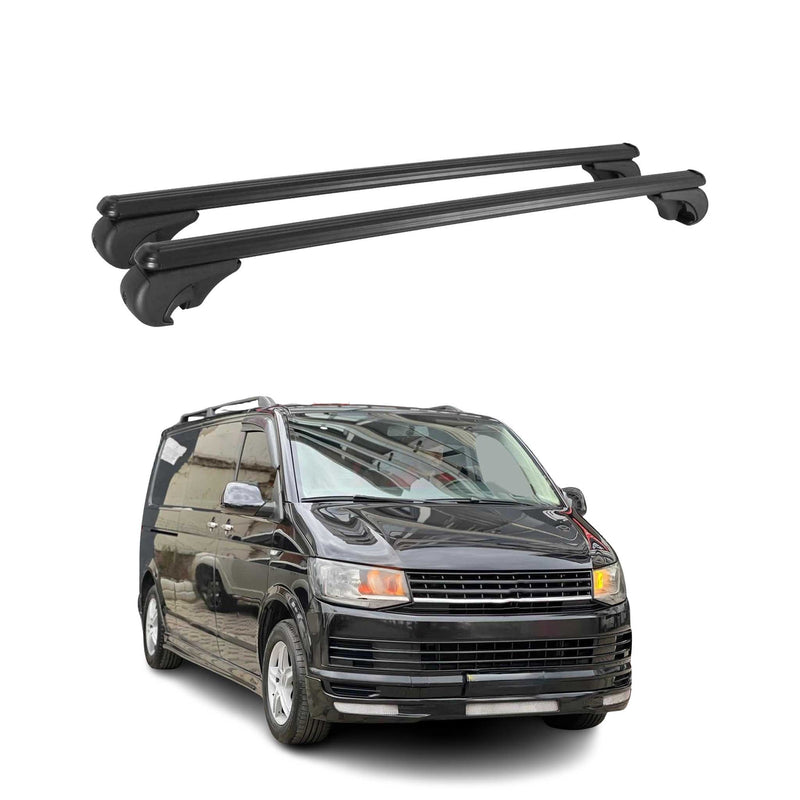 Barres de toit Transversales pour VW T6 T6.1 Transporter 2015-24 Aluminium Noir