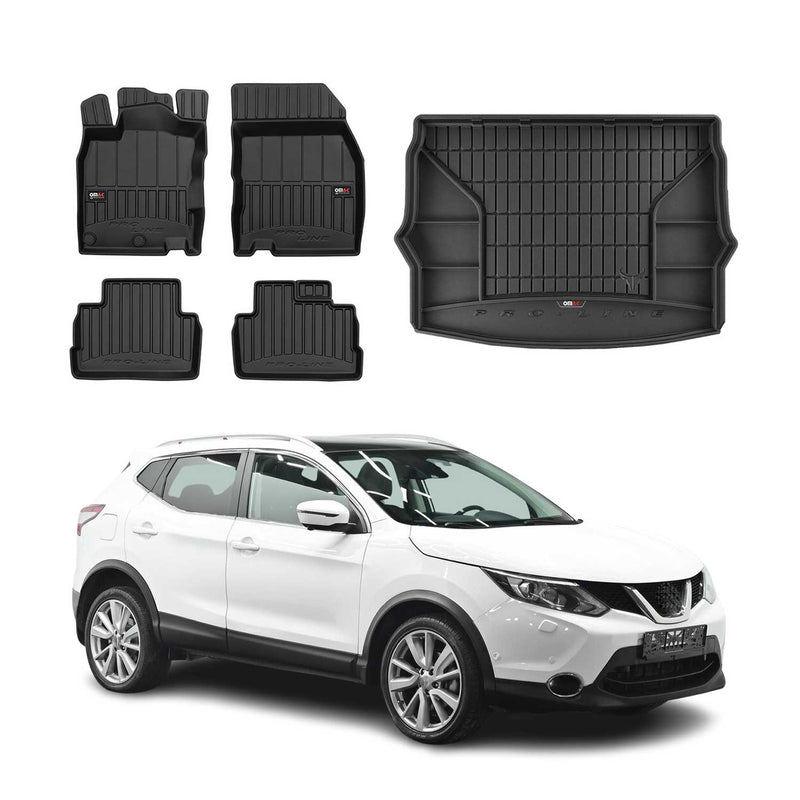 Kit Tapis de Sol et Coffre pour Nissan Qashqai 2013-2022 TPE Noir