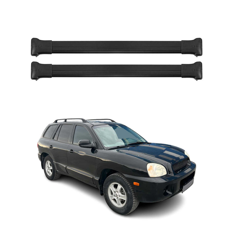 Barres de toit transversales pour Hyundai Santa Fe 2000-2006 Aluminium Noir