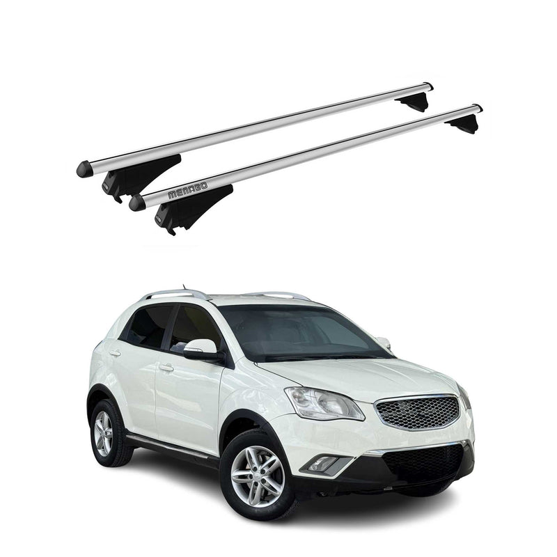 Tiger Barres de toit transversales pour Ssangyong Korando 2010-2019 Gris