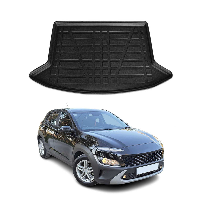 Tapis de Coffre pour Hyundai Kona 2018-2022 en TPE Noir 1x