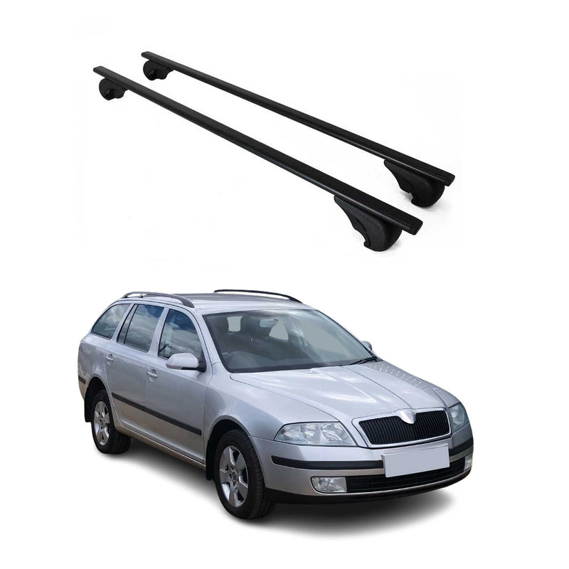 Barres de toit Transversales pour Skoda Octavia Break 2004-2012 Fer Noir