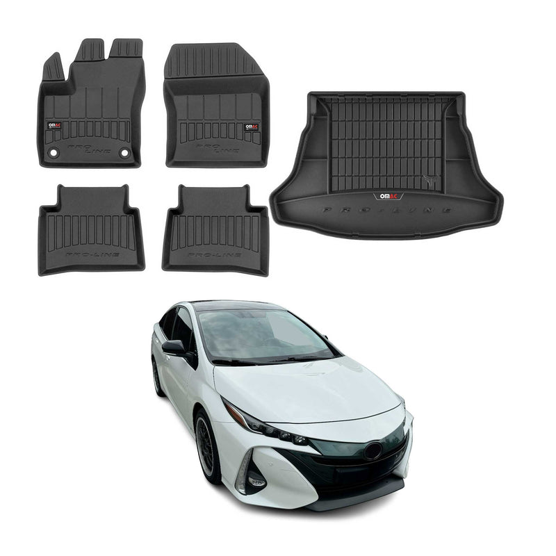 Kit Tapis de Sol et Coffre pour Toyota Prius 2015-2022 TPE Noir