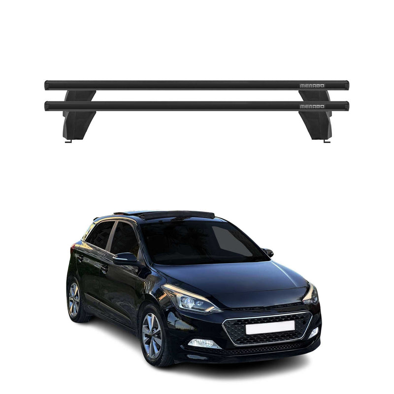 Menabo Barres de toit Transversales pour Hyundai i20 2014-2020 Noir ABE 2x