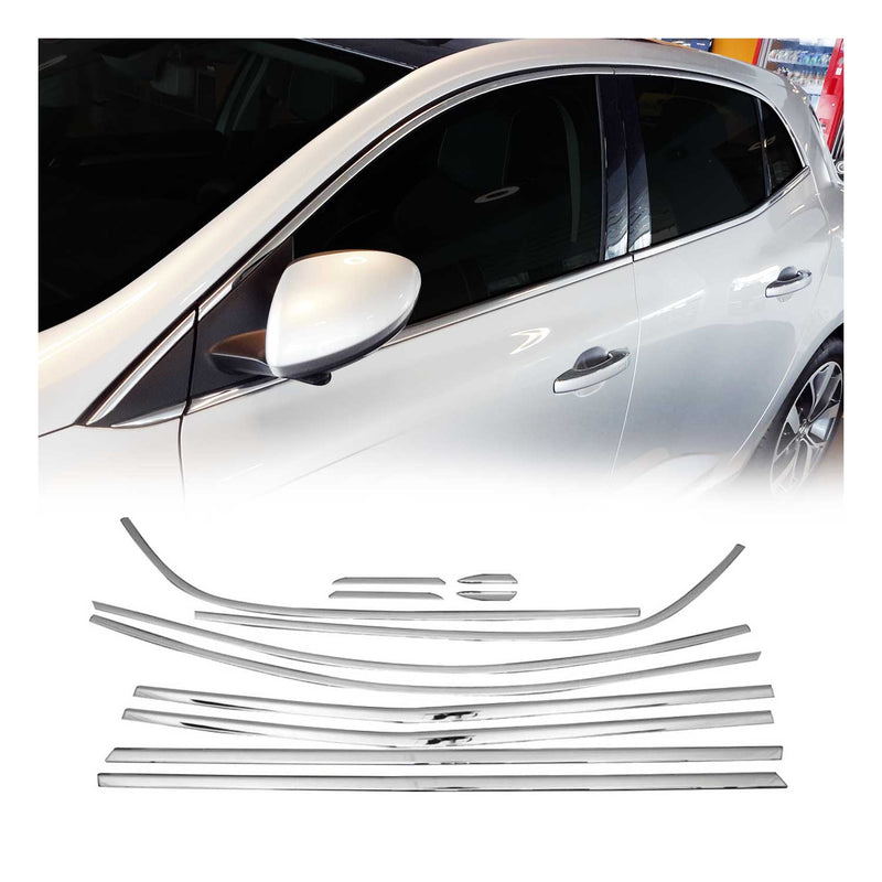 Baguettes pour contour Latérales pour Renault Megane 4 2015-19 inox chrome