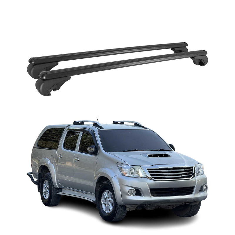 Barres de toit Transversales pour Toyota Hilux 2010-2015 Aluminium Noir