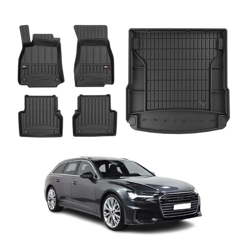 OMAC Kit Tapis de sol et coffre pour Audi A6 C8 4A Break Allroad 2018-2025 Noir