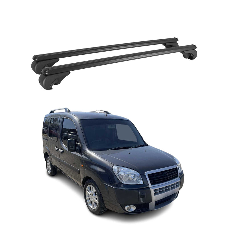 Barres de toit Transversales pour Fiat Doblo 2000-2010 Aluminium Noir