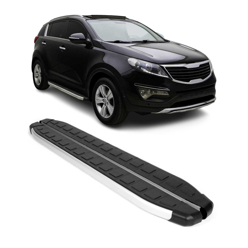Marchepieds Latéraux pour Kia Sportage 2010-2015 Aluminium Noir Gris 2Pcs