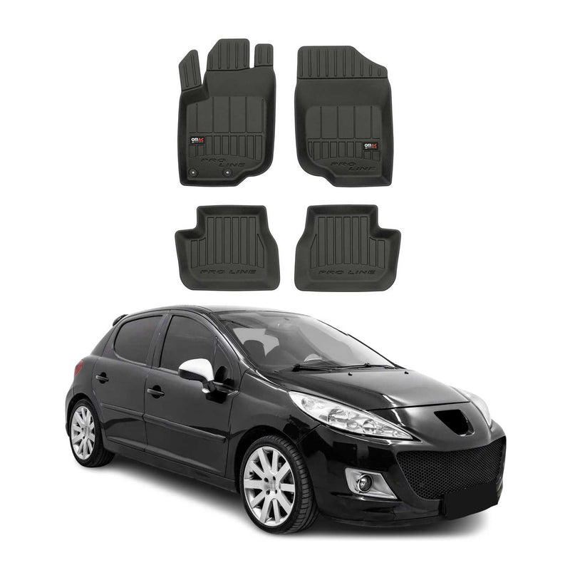 Tapis de Sol pour Peugeot 207 2006-2012 TPE Noir