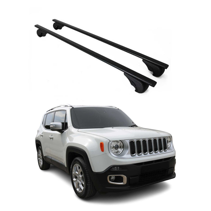 Barres de toit Transversales pour Jeep Renegade 2014-2024 Fer Noir