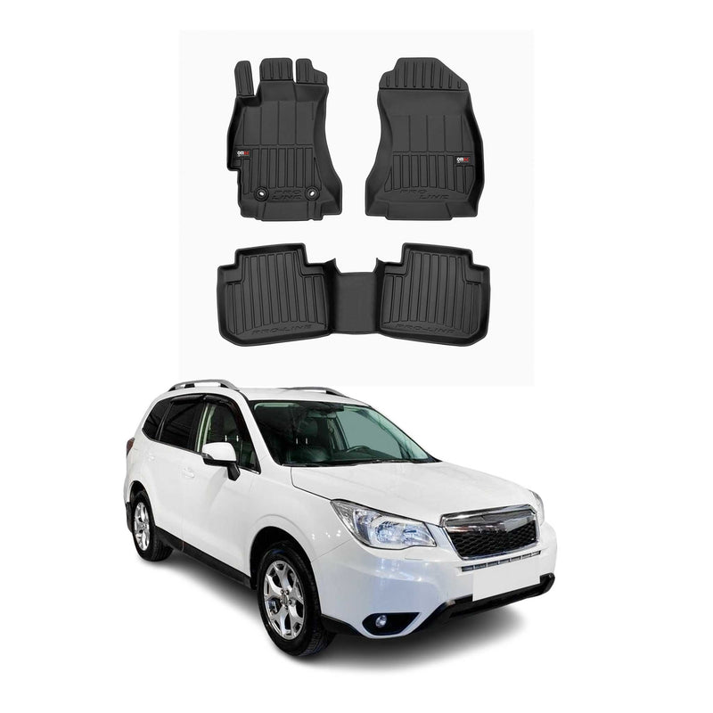 OMAC Tapis de sol noir pour SUBARU FORESTER IV SJ 2012-2018 3 pcs en Caoutchouc