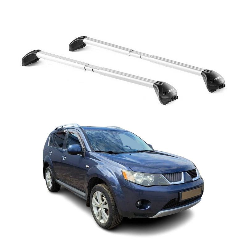 Barres de toit pour Mitsubishi Outlander CW 2005-2012 5P Gris Argenté 2x ABE