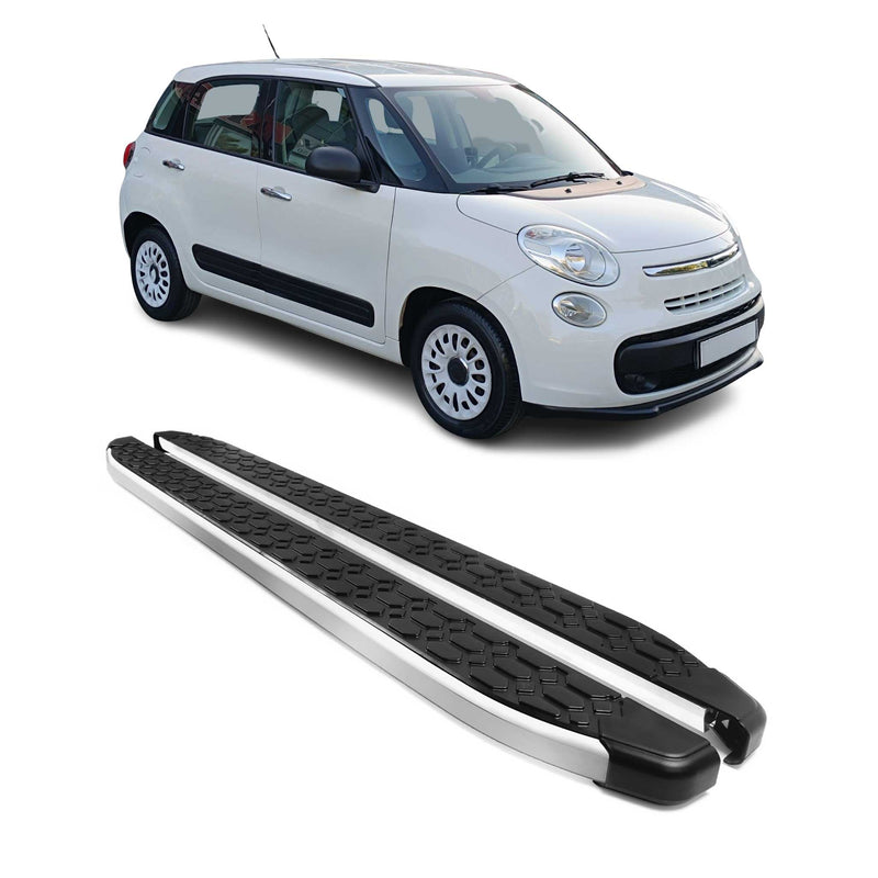 Marchepieds Latéraux pédale pour Fiat 500L 2012-2024 Gris Noir Aluminium 2Pcs