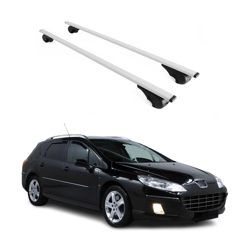 Barres de toit Transversales pour Peugeot 407 2004-2011 Fer Argent