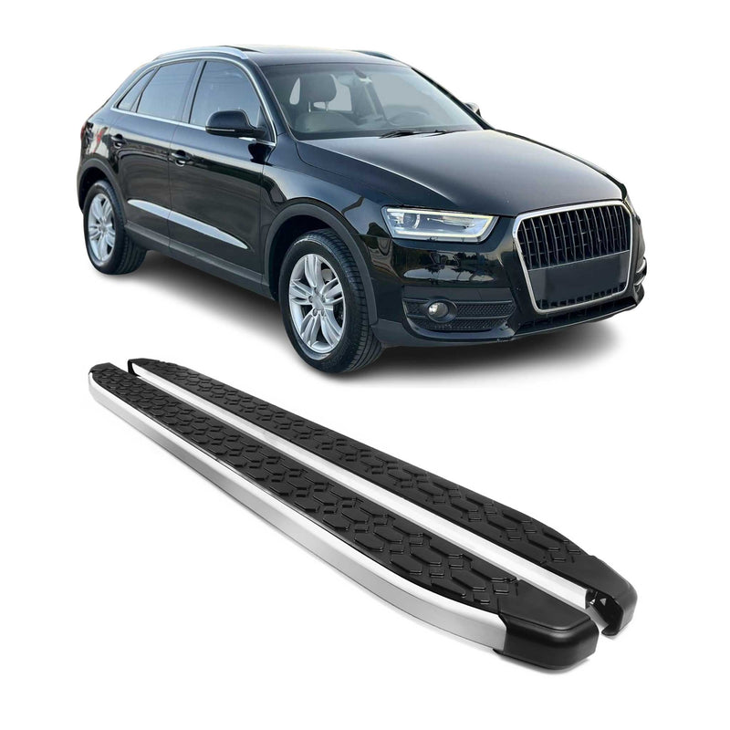 Marchepieds latéraux pédale pour Audi Q3 8U 2011-2018 Gris Noir Aluminium 2Pcs