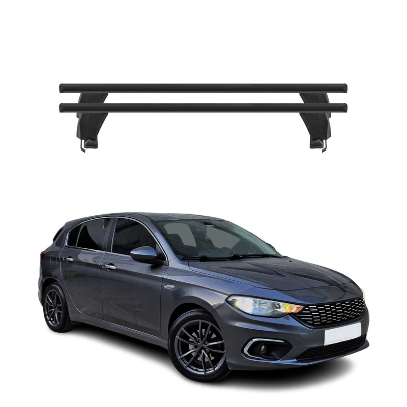 Menabo Barres de toit Transversales pour Fiat Tipo HB 2016-2025 Alu Noir 2x ABE
