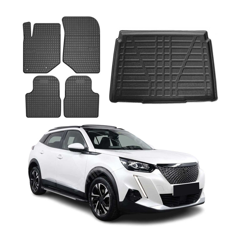 Kit Tapis de sol et coffre pour Peugeot 2008 2018-2024 TPE Noir