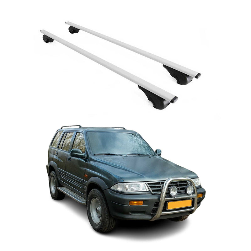 Barres de toit Transversales pour Ssangyong Musso 1993-2004 Fer Argent