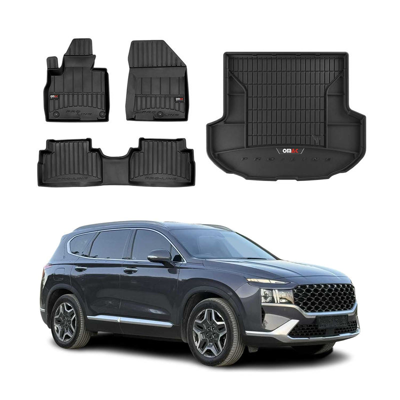 Kit Tapis de Sol et Coffre pour Hyundai Santa Fe 2018-2022 TPE Noir