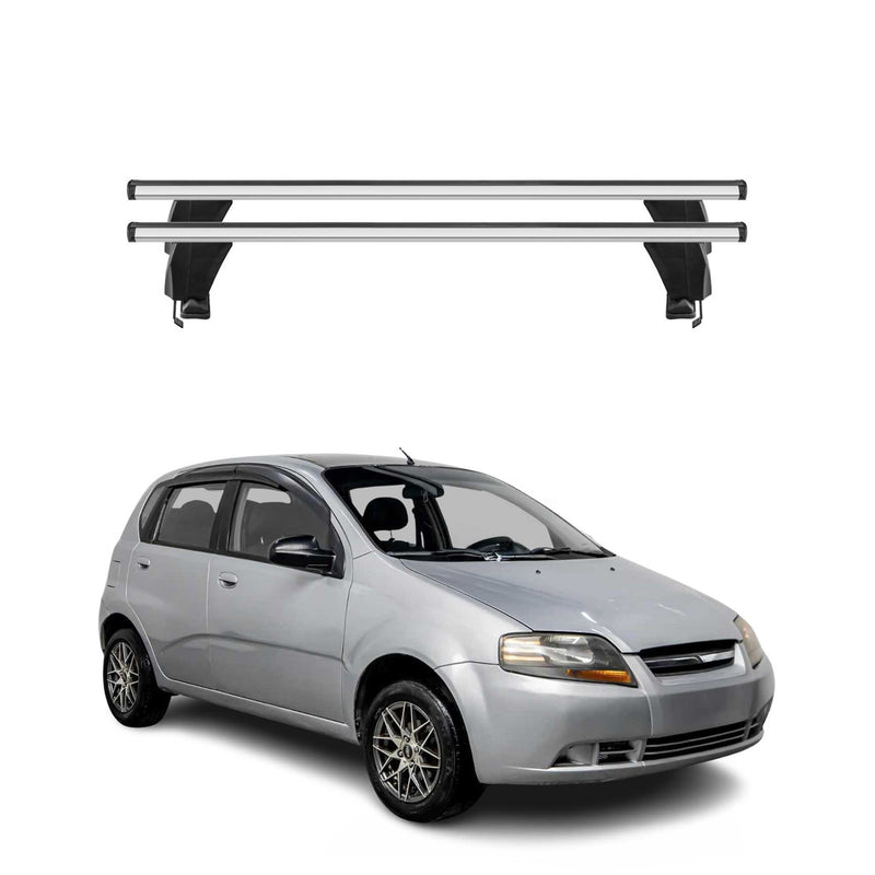 Menabo Barres de toit Transversales pour Chevrolet Aveo T250 2005-2011 Alu Gris