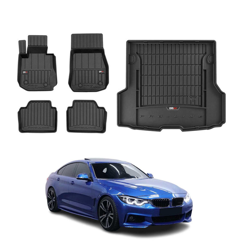 OMAC Kit Tapis de sol et coffre pour BMW Série 4 F36 Grand Coupé 2014-2021 Noir