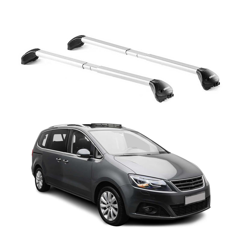 Barres de toit pour Seat Alhambra 7N 1996-2020 5P Gris Argenté 2 pièces ABE