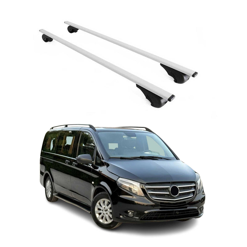 Barres de toit Transversales pour Mercedes Vito W447 2014-2024 Fer Argent