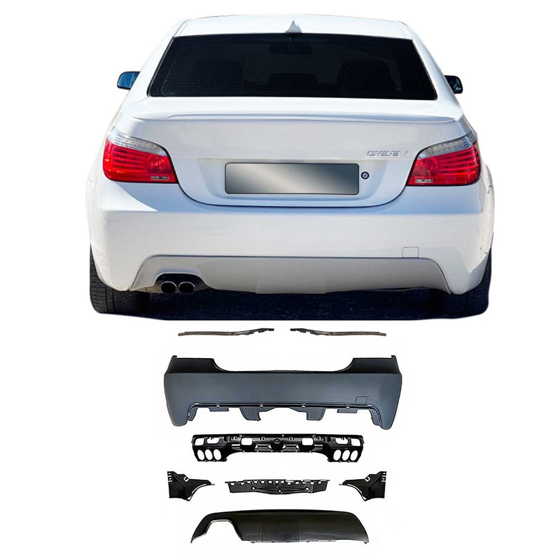 Pare-choc arrière avec marquages pour BMW 5 Series E60 2003-2010 Noir 8 Pieces