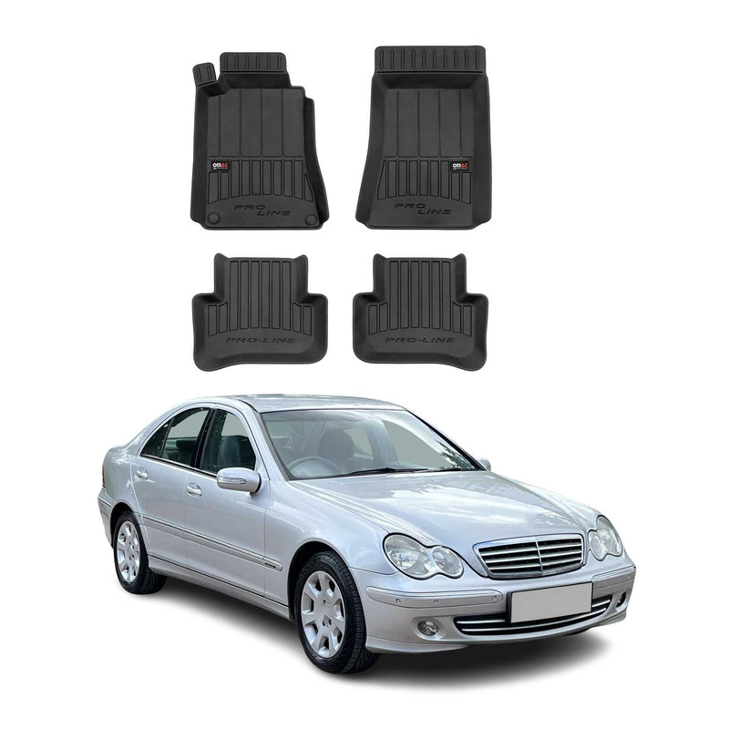 Tapis de Sol Voiture pour Mercedes Classe C W203 2000-2007 Caoutchouc TPE Noir