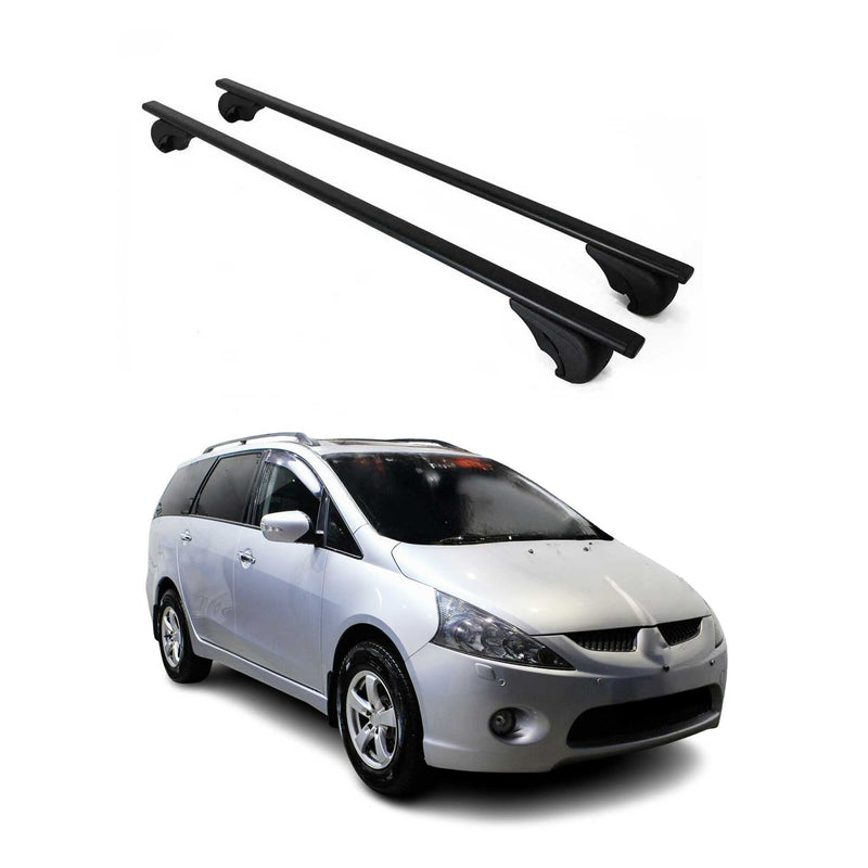 Barres de toit Transversales pour Mitsubishi Grandis 2004-2011 Fer Noir
