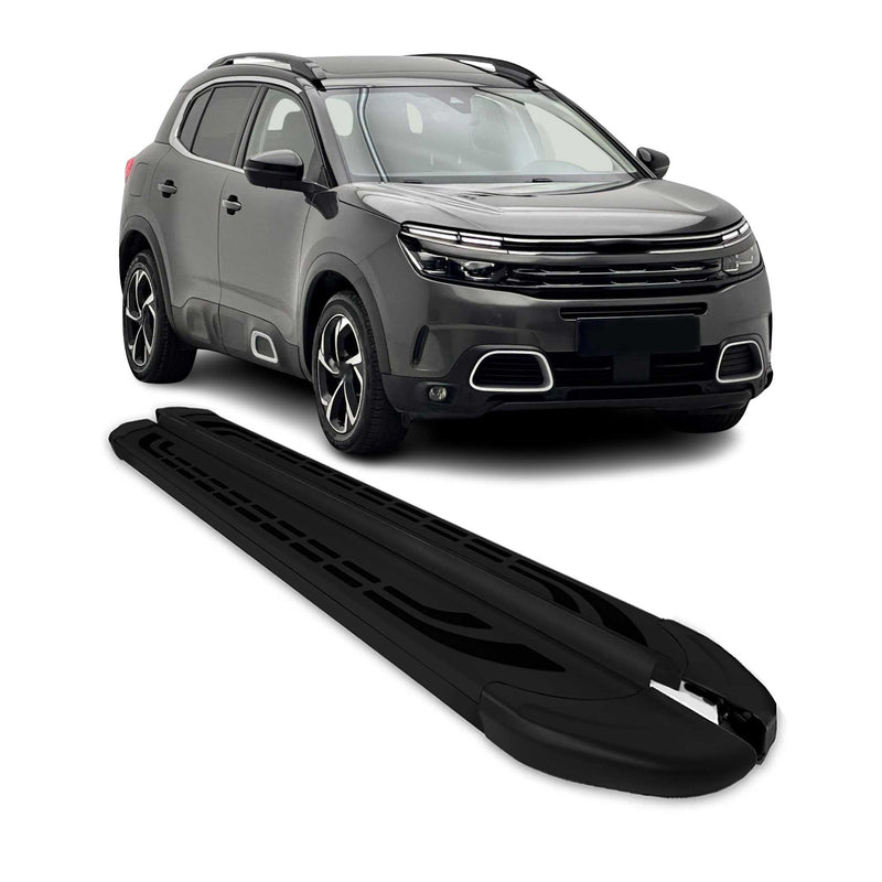 Marchepieds Latéraux Noirs pour Citroën C5 Aircross en Aluminium 2Pcs