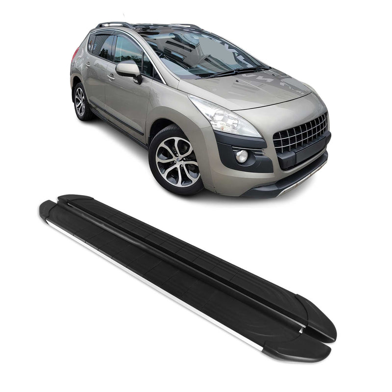 Marchepieds Latéraux pour Peugeot 3008 2009-2016 Aluminium Gris Noir 2Pcs