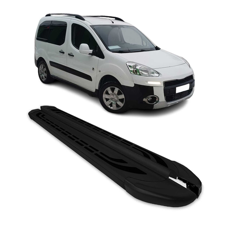 Marchepieds Latéraux pour Peugeot Partner Tepee 2008-2018 Aluminium Noir 2Pcs