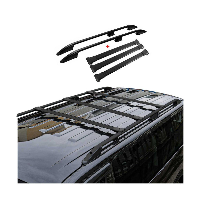 Kit Barres de toit pour Renault Trafic 2014-2025 L2 Long Noir 5x