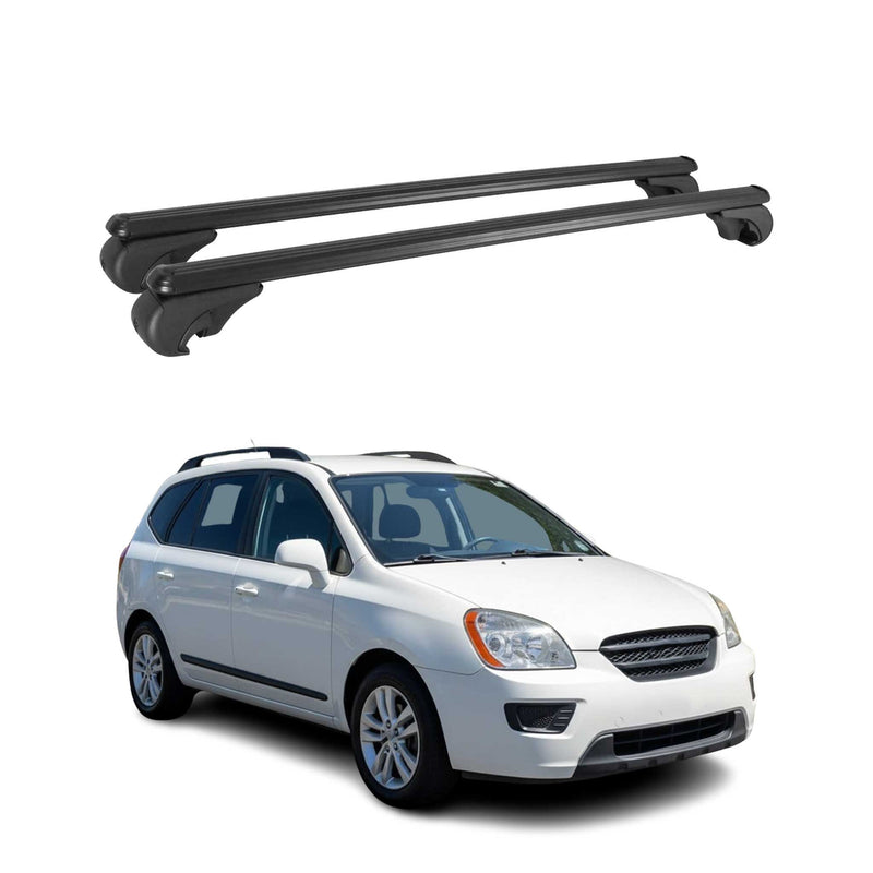 Barres de toit Transversales pour Kia Carens 2002-2006 Aluminium Noir