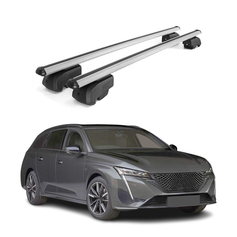 Barres de toit Transversales pour Peugeot 308 Break 2021-2023 Alu Gris ABE