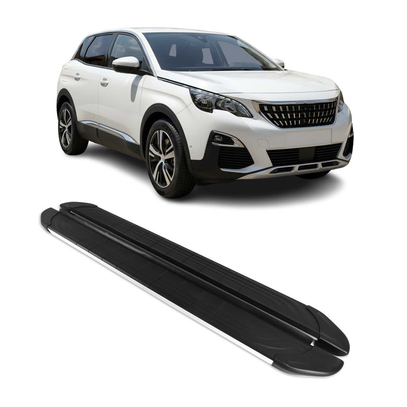 Marchepieds Latéraux pour Peugeot 3008 2016-2024 Aluminium Gris Noir 2Pcs