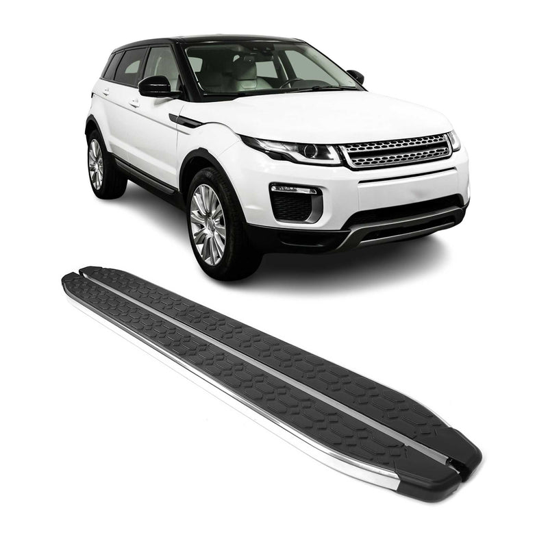 Marchepieds Latéraux pour Range Rover Evoque 2011-2018 inox Brillant Argent Noir