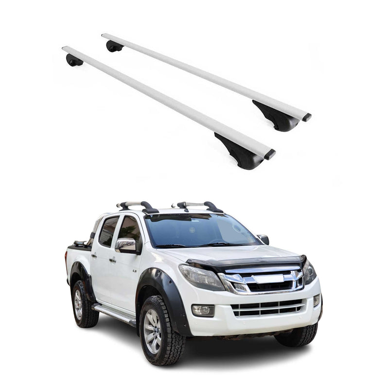 Barres de toit Transversales pour Isuzu D-Max 2012-2024 Fer Argent