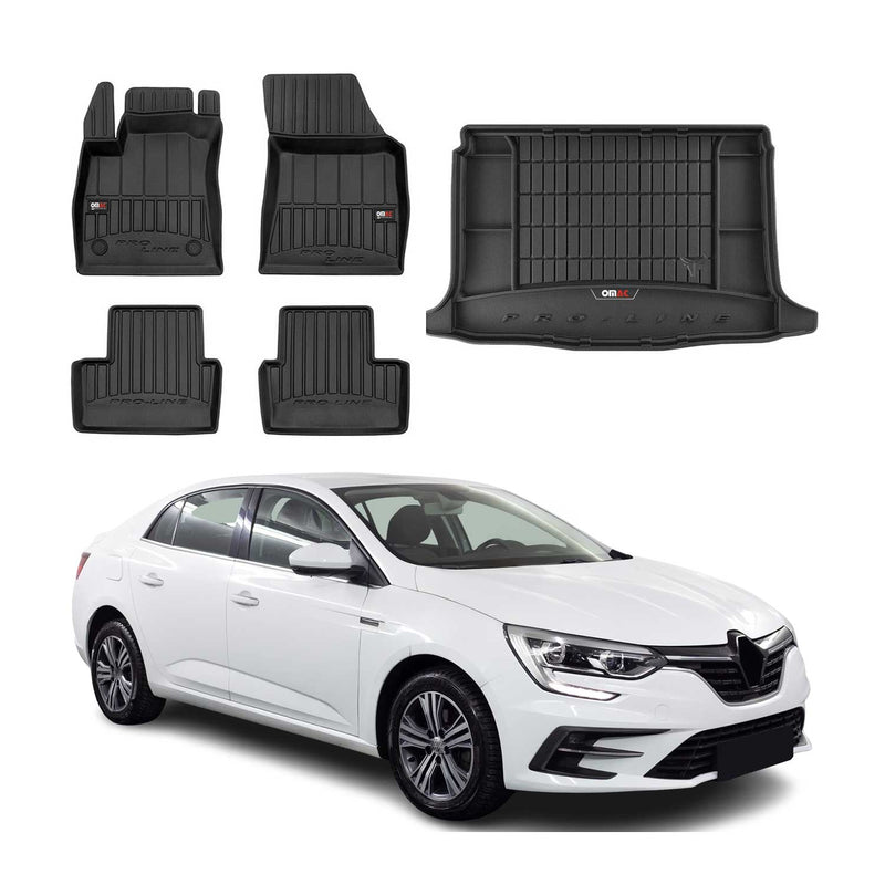 Kit Tapis de Sol et Coffre pour Renault Megane 2015-2022 TPE Noir