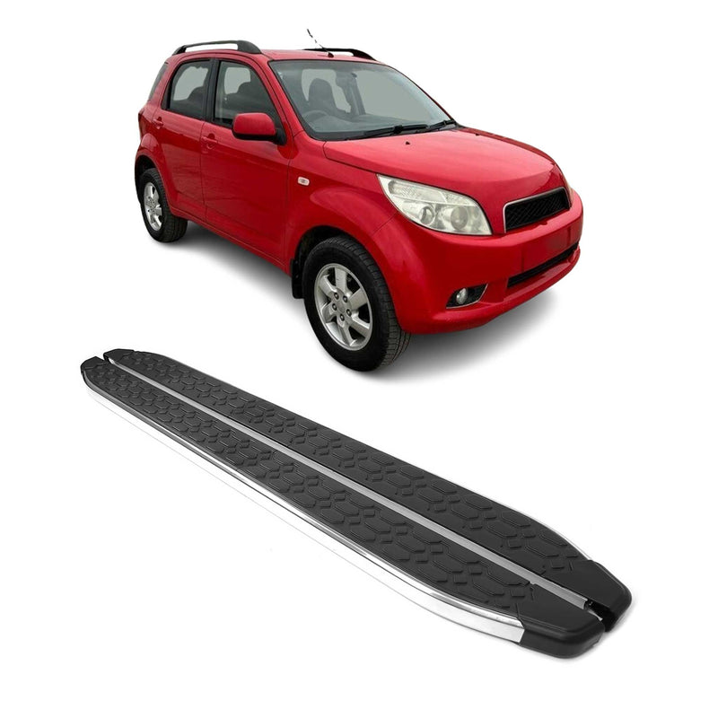 Marchepieds Latéraux pour Daihatsu Terios 2006-2016 inox Brillant Argent Noir 2x