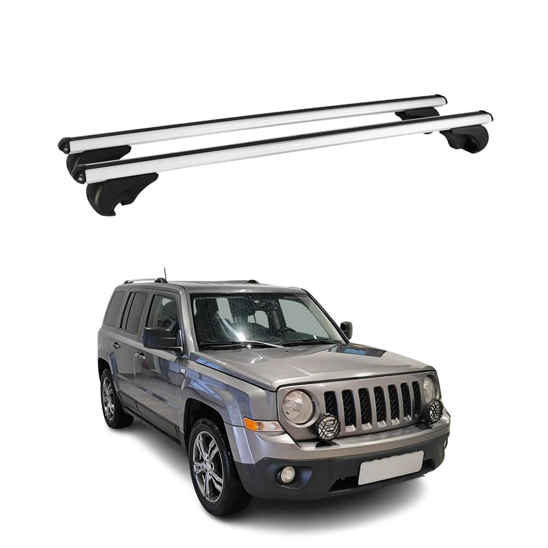Barres de toit Transversales pour Jeep Patriot 2007-2016 Aluminium Argent